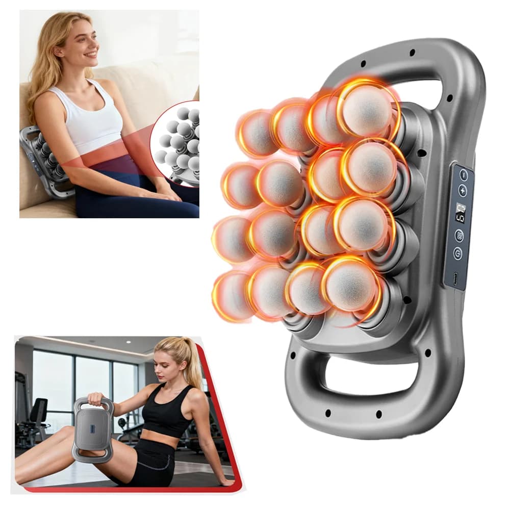 Massage Gun 16 Massage Heads Background of Muscular Fabrics, High Frequency Professional Vibration, Back and Life Massage Machine, Efficacy Relaxation