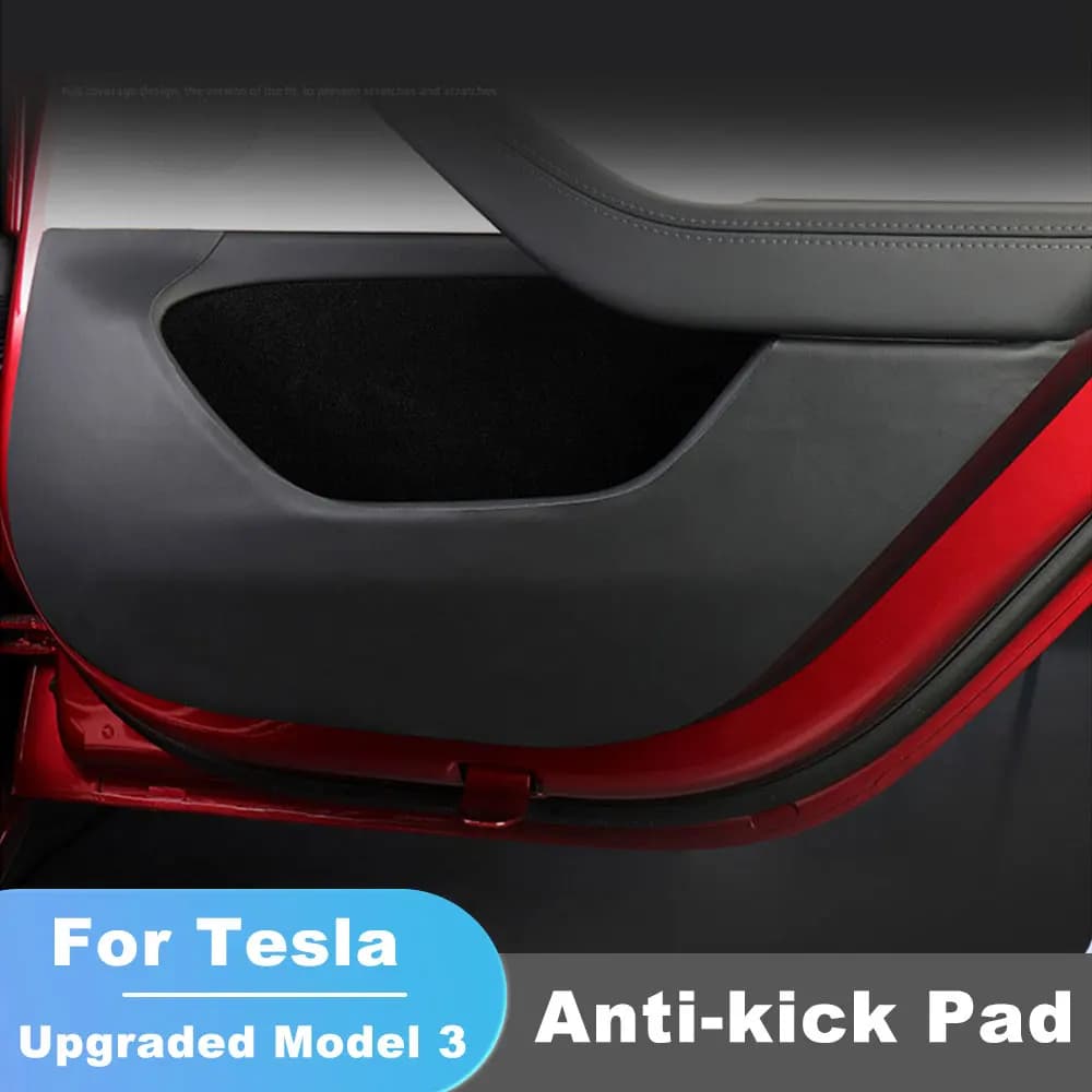 For Tesla Model 3 Highland 2024-2026Leather Door Anti-Kick Sticker Glove box Soil-Proof Mat Children's Kick Pad Car Accessories