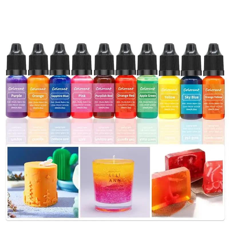 20 Colors 10ml Candle Wax Pigment Colorant Soy Beeswax Jelly Wax Candle Pigment Dye DIY Soap Dyes Candle Making Dye Supplies