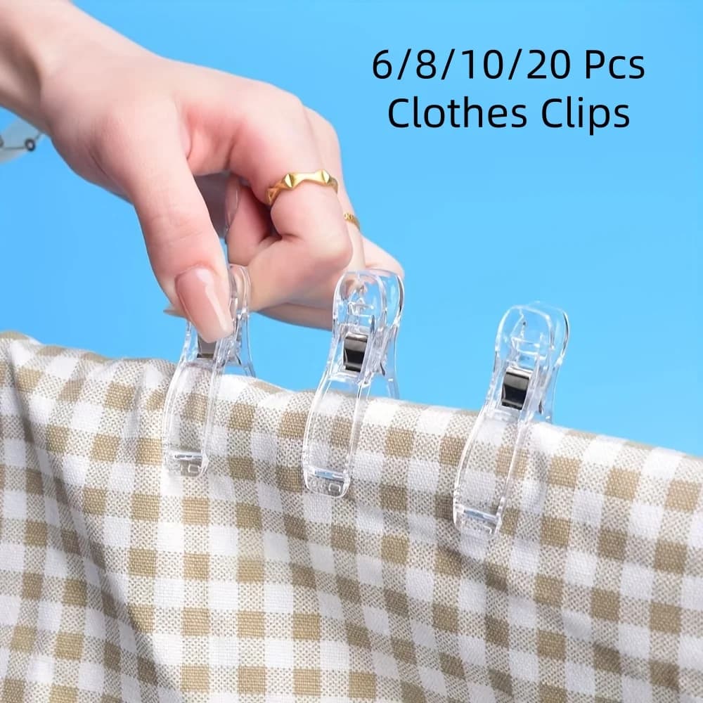 6/8/10/20 Pieces Transparent Molds for Clothes, Elegant Clips for Drying Dresses, Towels, Pijami, Socks and Sheets