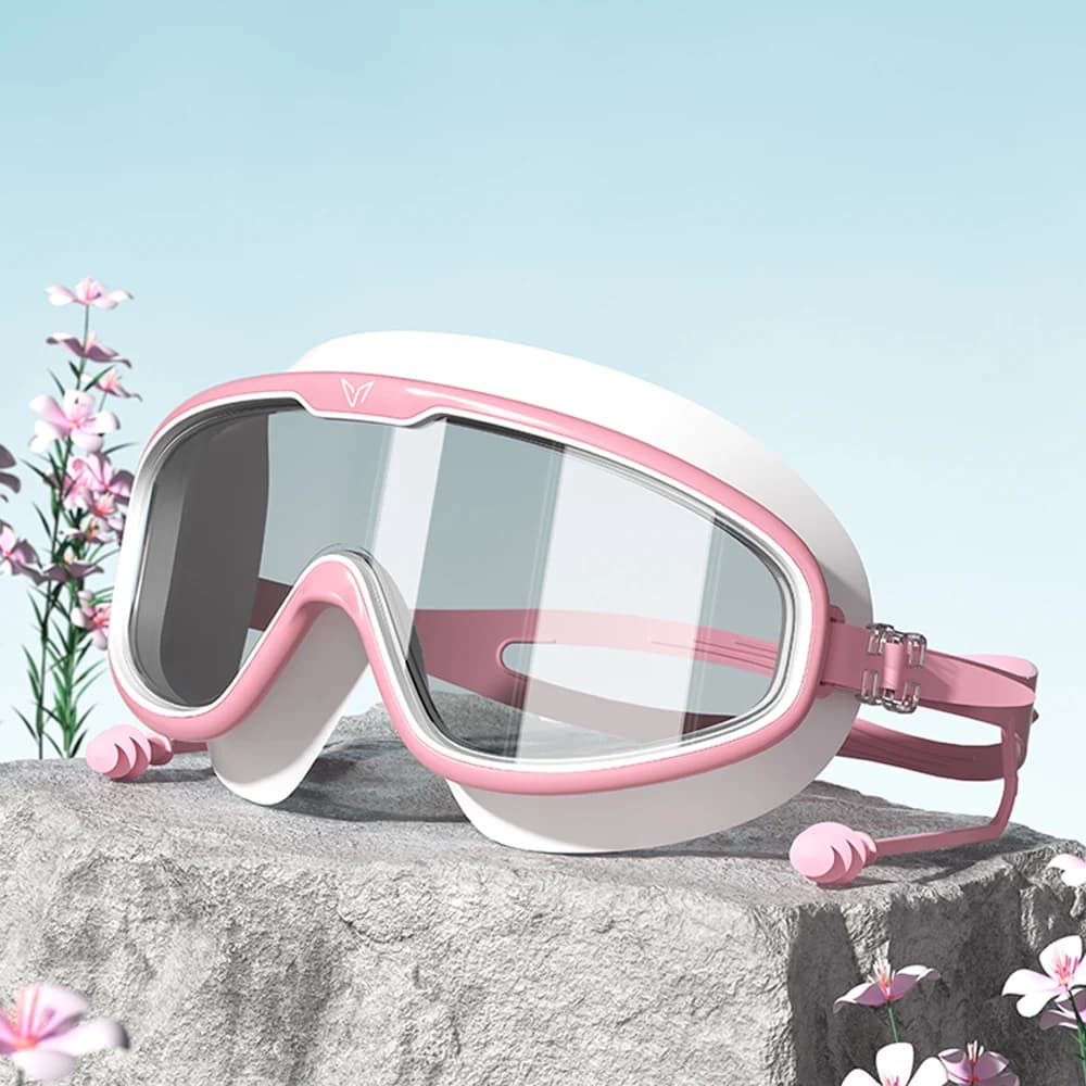 Veidoorn 2025 HD Swimwear with Nose Clip Ear Caps Professional waterproof swim glasses with unisex wide frame