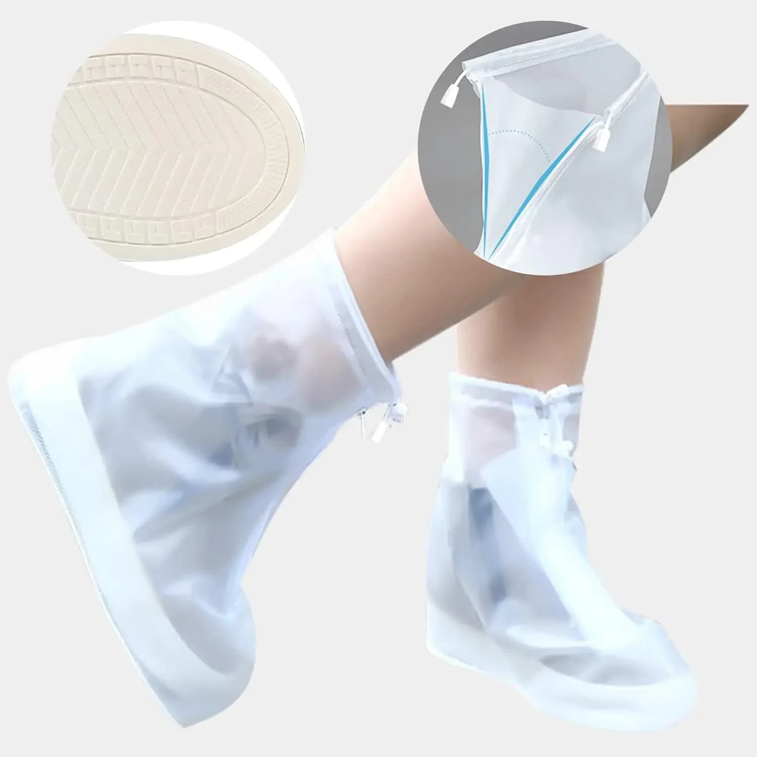 Transparent Waterproof Rain Boot Covers, Non-Slip Sole for Cycling, Outdoor, Camping, Fishing, Garden