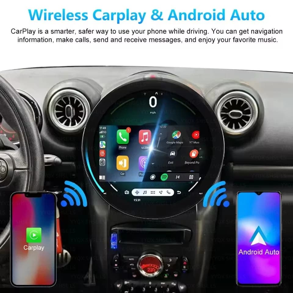 Android14 11.7 "Per BMW Mini Cooper 2007-2015 Lettore video multimediale per auto Navigazione GPS Bluetooth Wireless CarPlay WiFi DSP 5G