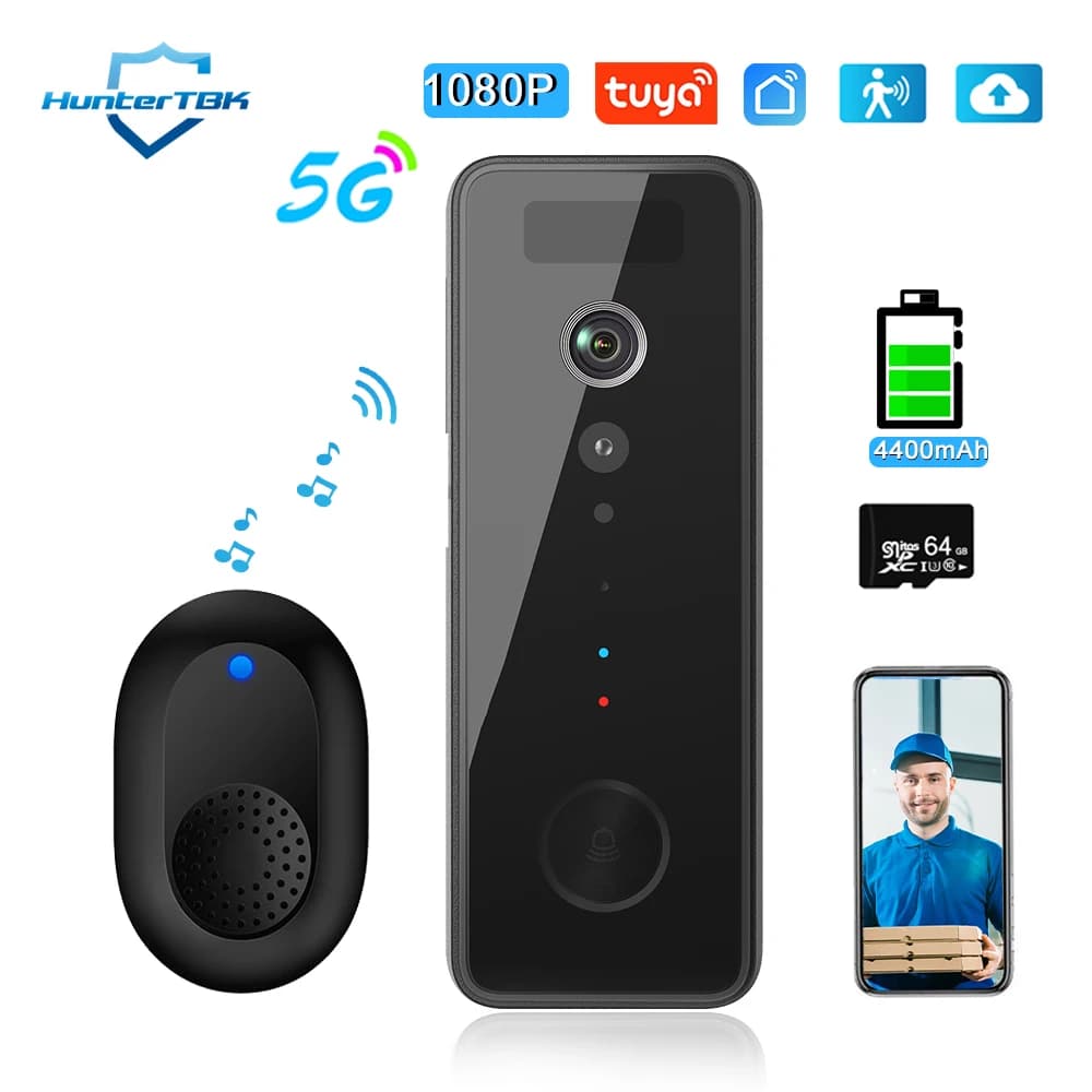 5G 2.4G 1080P WiFi Video Campanello Dual Band Wireless Home Door Bell Tuya Smart Impermeabile APP Citofono Remoto Telecamera di Sicurezza
