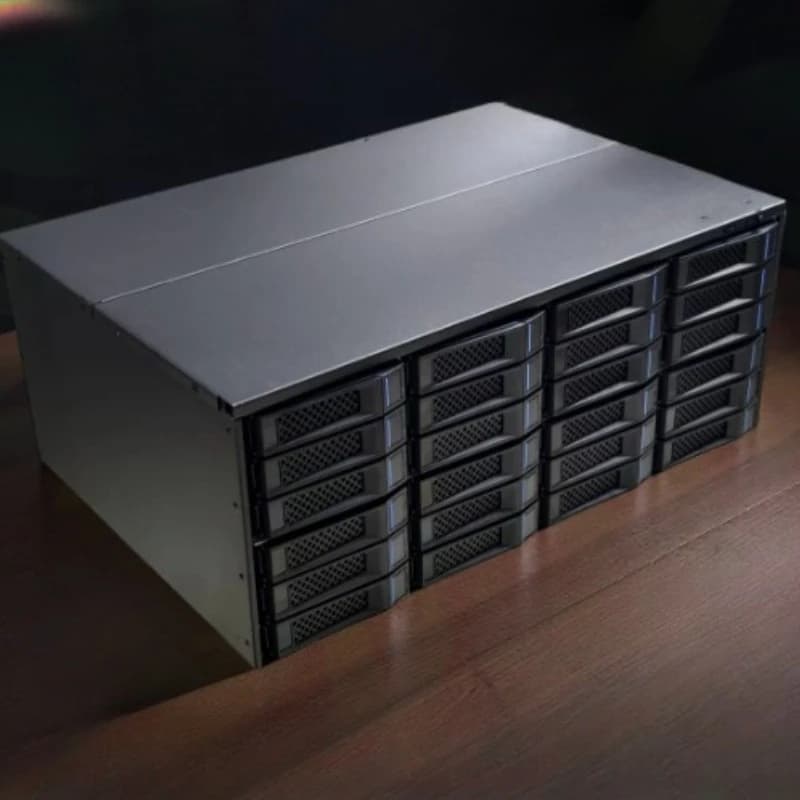 4U Rackmount NAS Chassis, 24 Bay Hard Drive Storage Case with Built-in Power Supply and Cooling Fans for Data Storage Server
