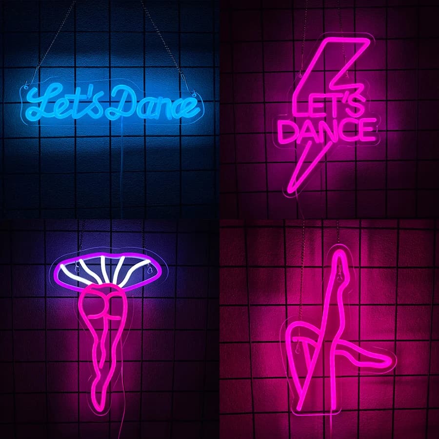 Let'S Dance Neon Sign For Wall Decor,Light Up Sign For Bedroom,Bar,Wedding,Birthday Dancing Party,Prom Decor,Valentines' Day