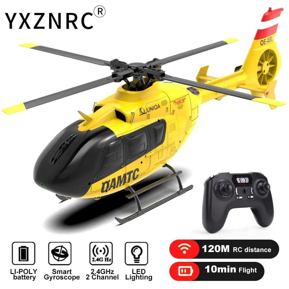 YXZNRC F06 EC135 Elicottero RC con giroscopio a 6 assi 2.4G 6CH Modello RC con luce a LED in scala 1:36