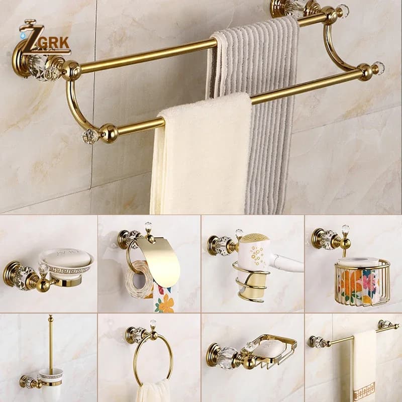 ZGRK Set di Hardware per il bagno classico accessori per il bagno lucidati in oro portasciugamani a parete portasciugamani portasapone