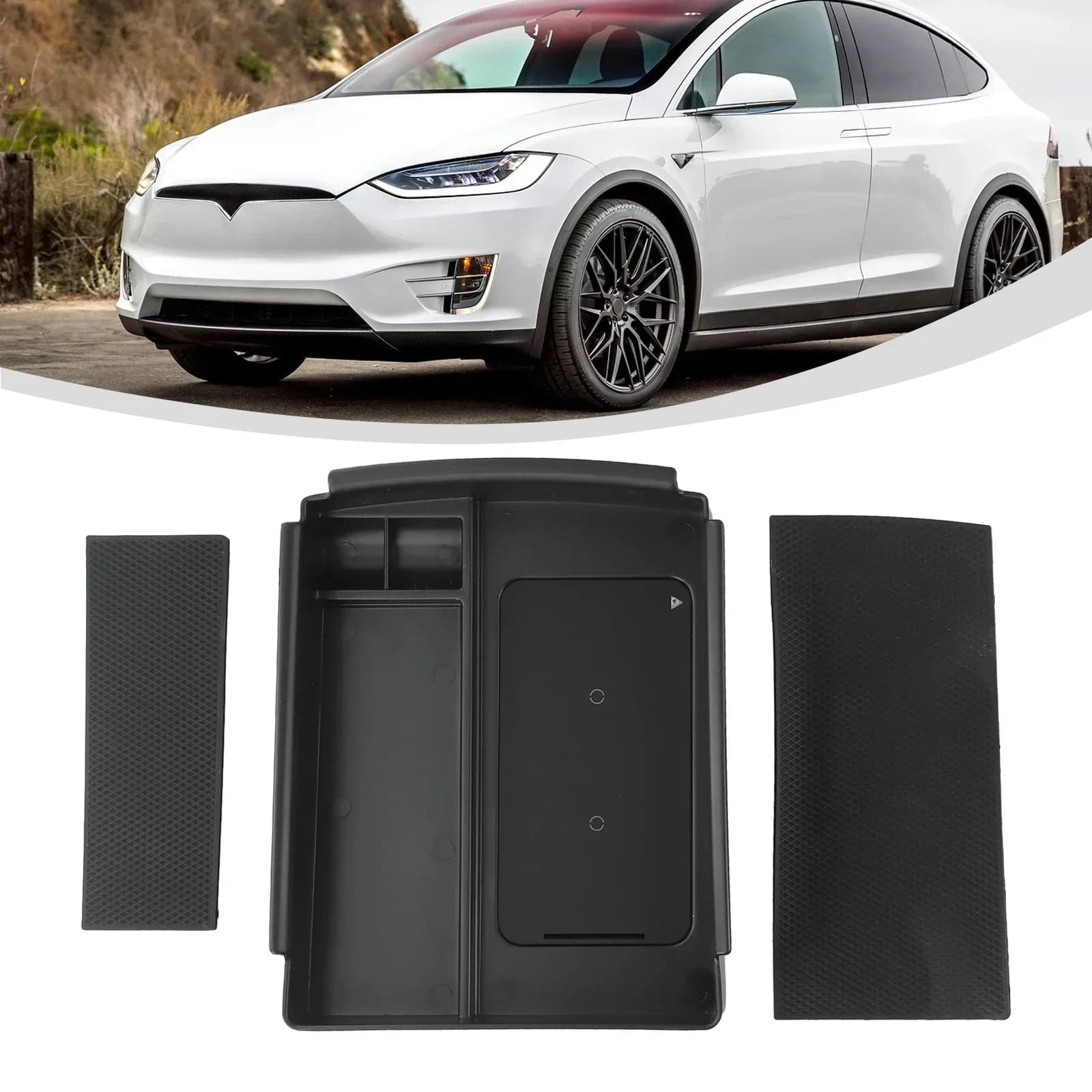 Auto Console Bracciolo Scatola di Immagazzinaggio Caricatore Senza Fili Per Tesla Per Il Modello X Per Il Modello S 2016 -2020 Scatola di Immagazzinaggio Cavo di Alimentazione accessori