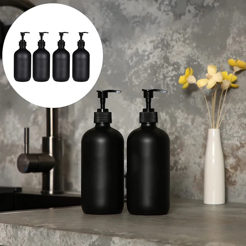 300/500ml Bottiglia di sapone nero opaco Dispenser di sapone liquido Contenitore vuoto riutilizzabile per shampoo balsamo per forniture per il bagno
