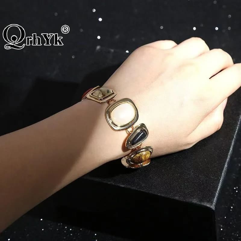 Bracciali Boho in Resina e Pietra per Donne, Collana Chic Irregolare, Gioielli Etnici alla Moda per Look Quotidiani e Festivi