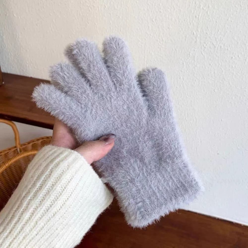 Guanti versione coreana Guanti caldi in peluche elastico Guanti invernali antivento per lo shopping in bicicletta Pendolarismo