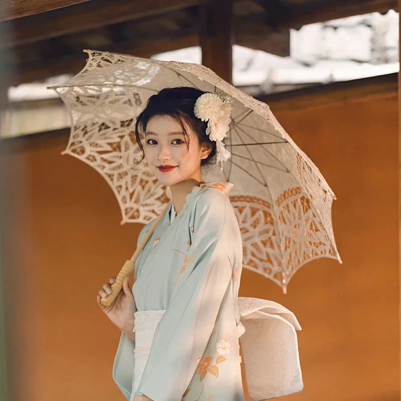 DY20Sakura Ragazza Kimono Abito Fiore al chiaro di luna Stile giapponese Yukata Accappatoio Donna Stampa floreale Haori Giappone Uniforme Cosplay Costo