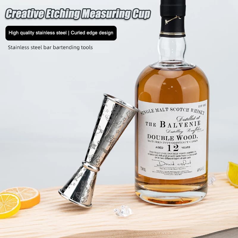 30/60ml Incisione Cocktail Vino Shaker Misura Tazza In Acciaio Inox Doppio Colpo Bevanda Spirito Misura Jigger Forniture Da Cucina Gadget