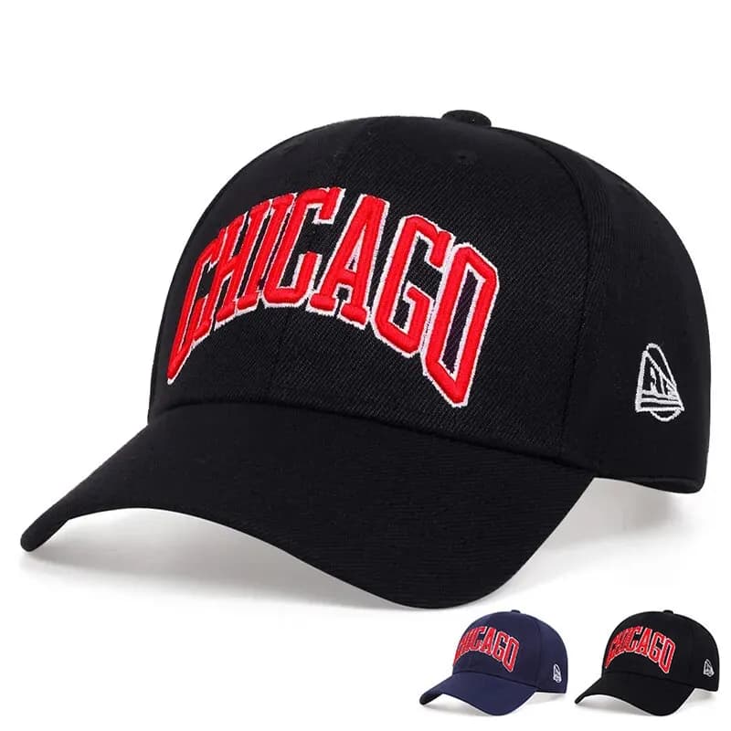 Baseball caps with embroidery letter CHICAGO Adjustable random hats for spring and autumn outdoors Sun protection hat