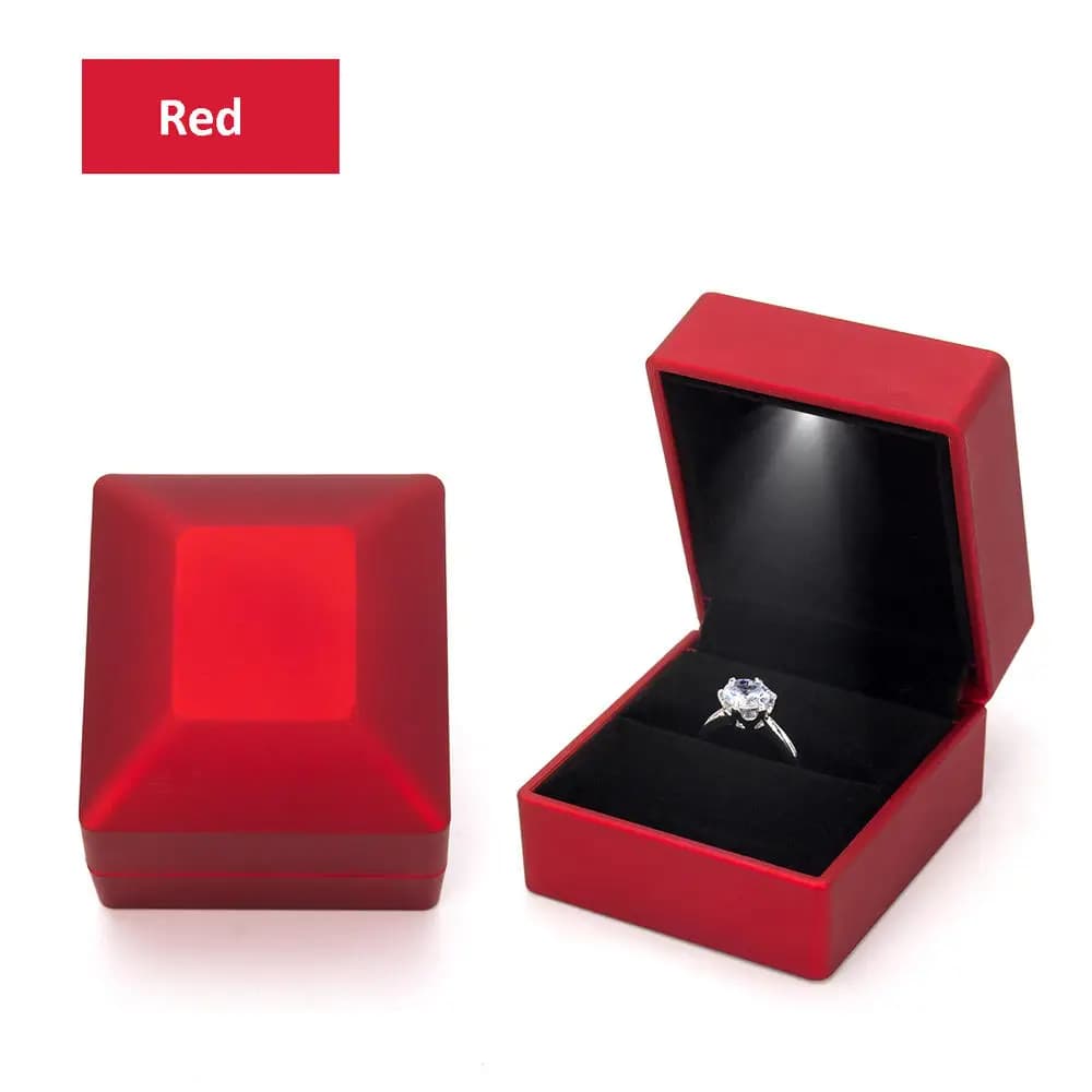 Nuovo in LED Light Jewelry Box Ring orecchini Earnail ciondolo Organizer similpelle velluto decorativo scatola portaoggetti con cornice dorata