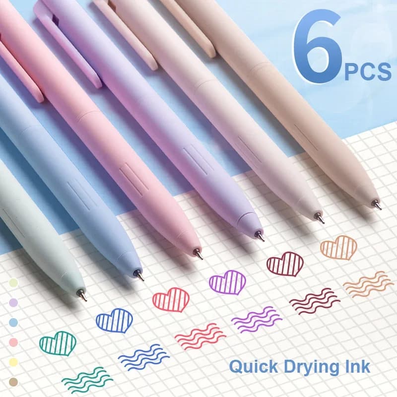 6 Pz/set Morandi Penna Gel Color 0.5mm Penne Gel Set per prendere appunti Disegno Studenti Forniture di Cancelleria Uffici Accessori Regalo