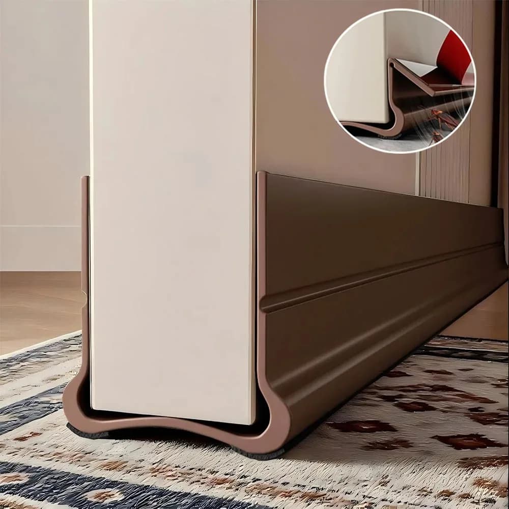 Striscia di tenuta inferiore autoadesiva per porta da 1 pezzo 93 cm Striscia flessibile per porta in PVC Striscia meteorologica antivento e antipolvere con feltro fonoassorbente