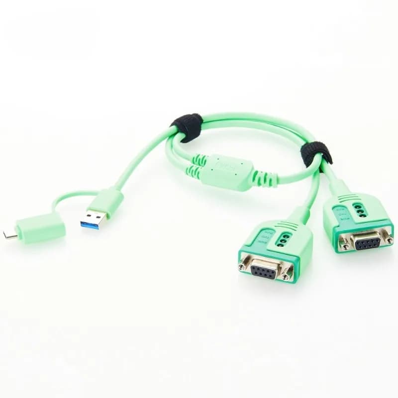 2-Port USB-A USB-C to dual RS232 DB9 female Y splitter serial cable with FTDI FT232RNL for programming router switches