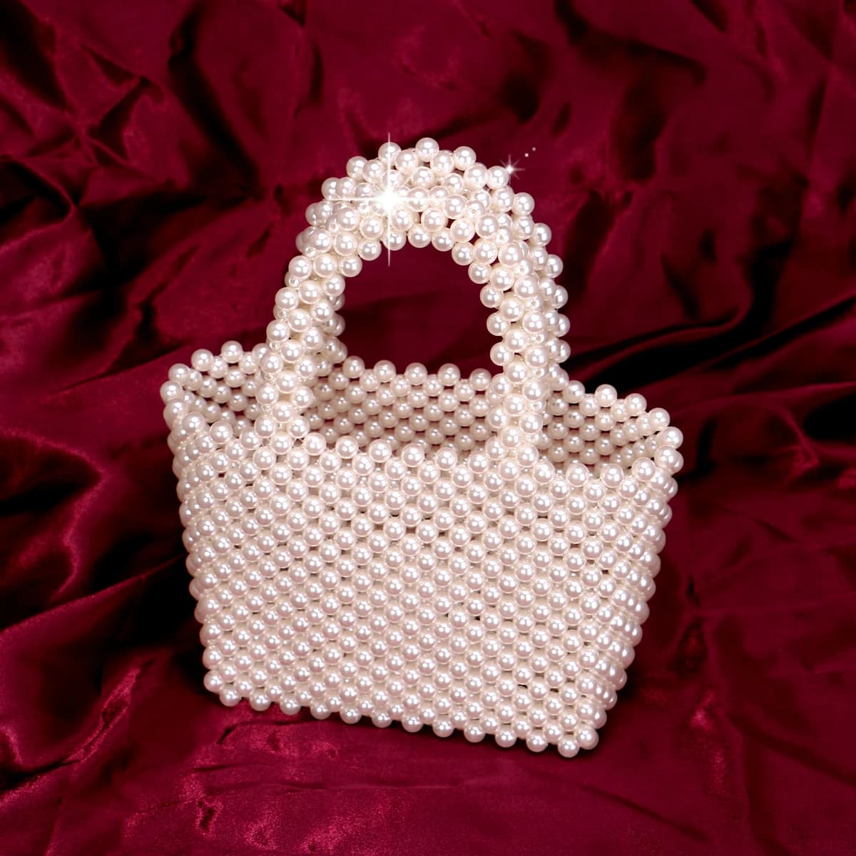 Pochette da sposa alla moda con perline, stile scollato, tasca per abito da festa, pochette per soldi, borse da sera con perle con manico