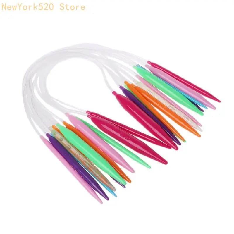 12x Plastic Circular Knitting Needle Crochet Set Craft Multicolor Tube 40cm 80cm N84C
