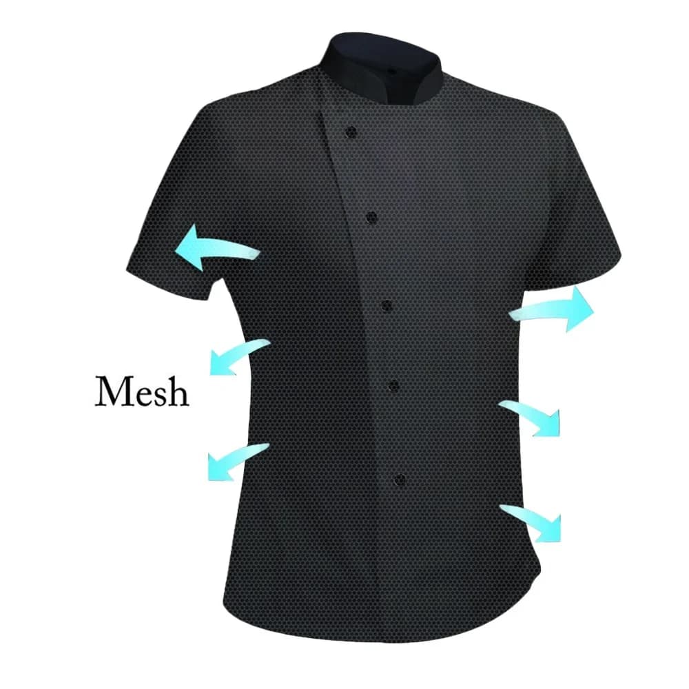 Giacche da lavoro da cucina per Hotel Unisex cappotti da uomo e da donna cucina in generale Chef uniforme corta da lavoro uniforme da lavoro maglia traspirante
