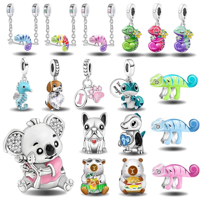 Pendant with fulvo pendant for hairdryer Koala rose in 925 sterling silver for women's DIY bracelets High quality refined jewelry