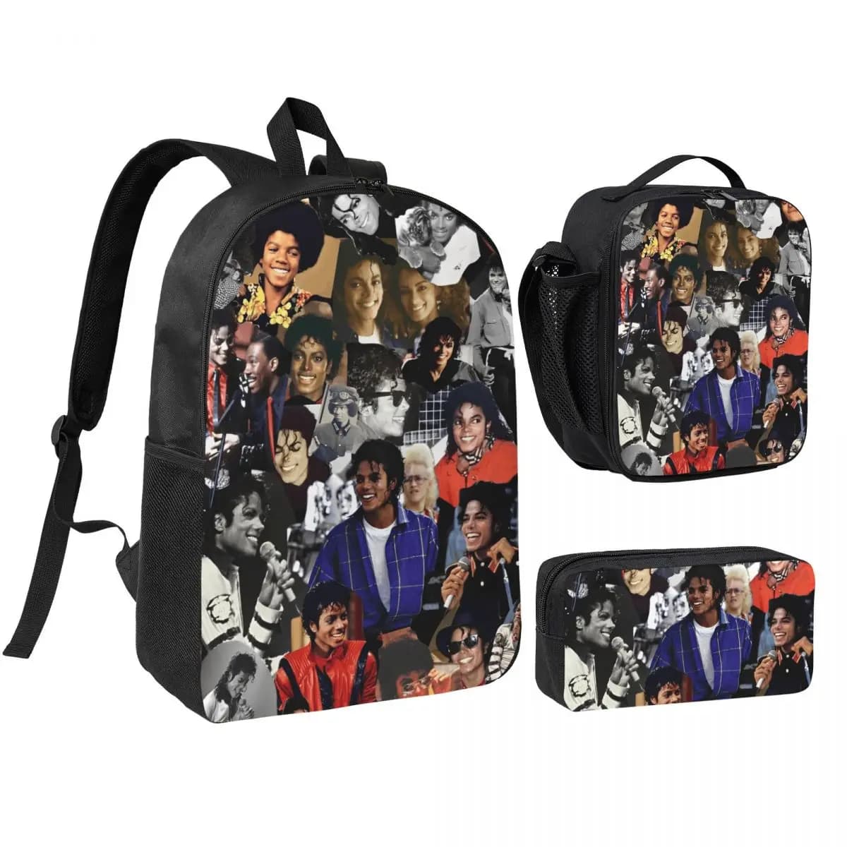 MJ Pop Rock 3pecs/set Backpack for Student Daypack Lunch bag Pencil Case
