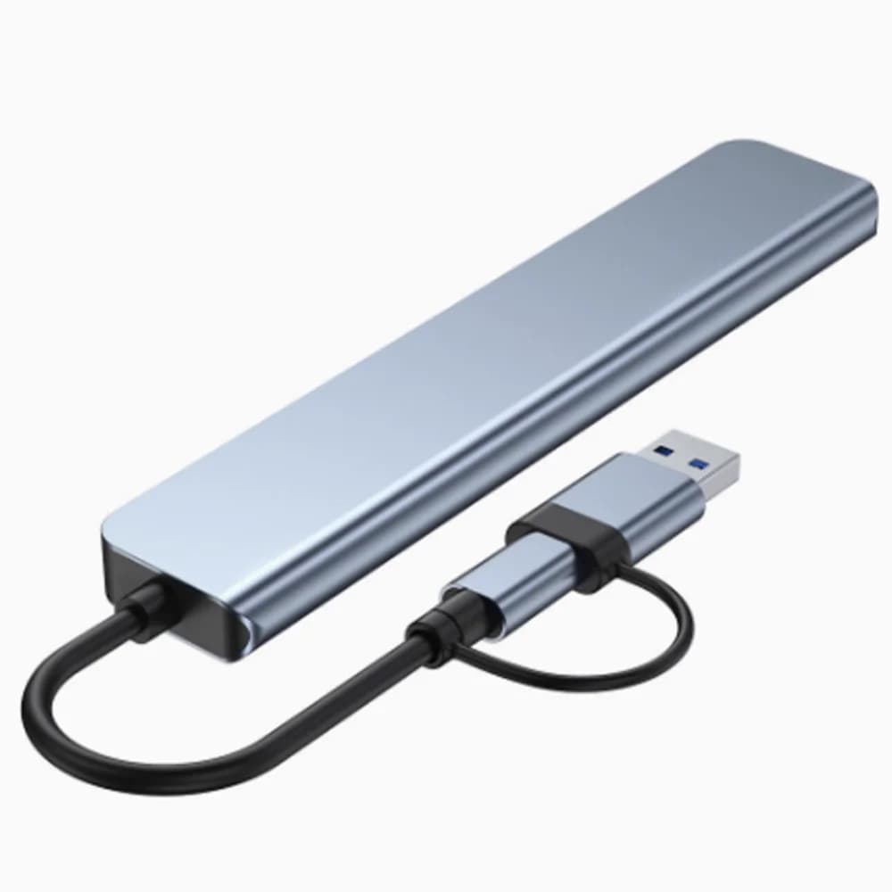 1 To 7 Type-c Expansion Dock Hub Splitter Multi Interface 7-in-1 USB Splitter Grey Multifunctional Type-C Docking Station