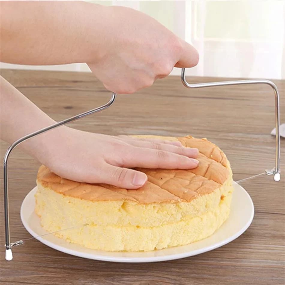 Coltello per Torte Regolabile in Acciaio Inossidabile 304 a Doppio Filo, Utensili da Cucina Ecologici, Accessori per Pasticceria, Sacchetto per Torte