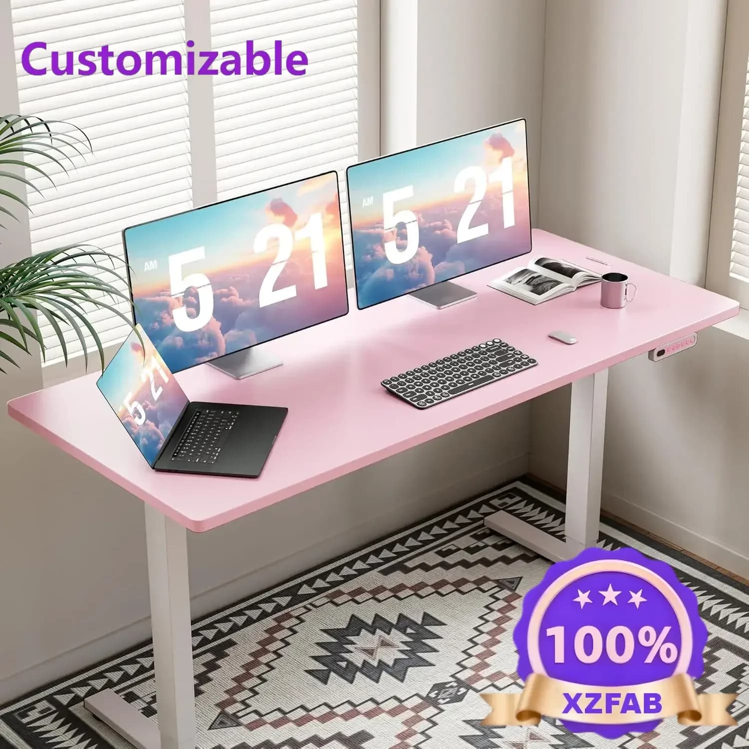 Factory Direct 2026 Modern Adjustable 48 x 24 Inch Sit Stand up Desk with Cable Management,Electric Standing Desk
