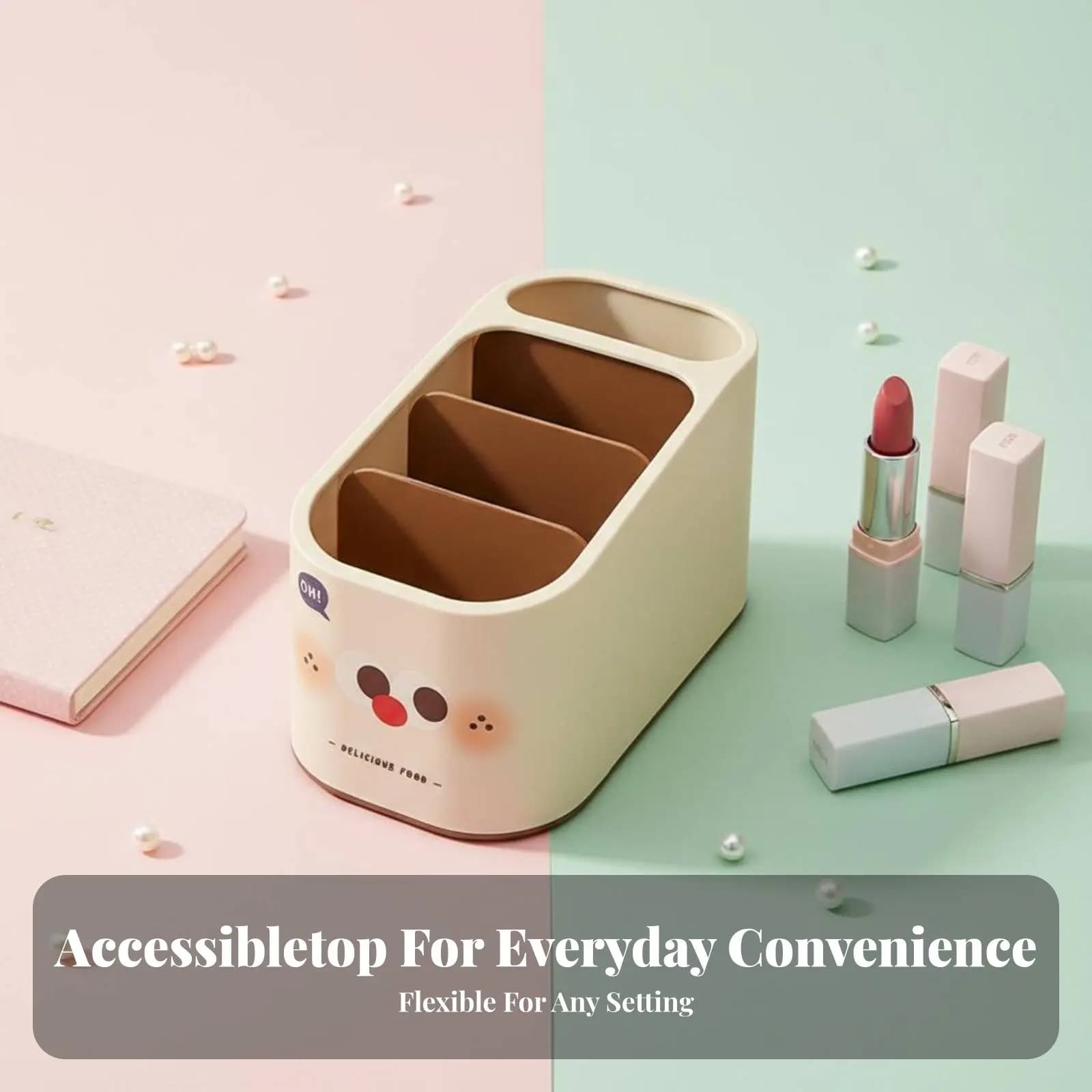 Portapenne con scomparti multipli, organizer da scrivania, design simpatico a forma di cartone animato, per utenti di cosmetici, professionisti, scrivania, bagno