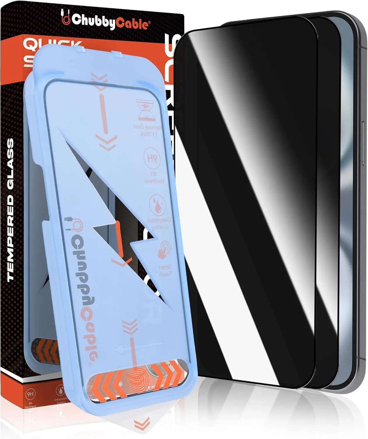 2PCS Privacy Screen Protector for iPhone 14 Plus, Anti-Spy Tempered Glass with Easy Install Frame, Dust-Free & Bubble-Free