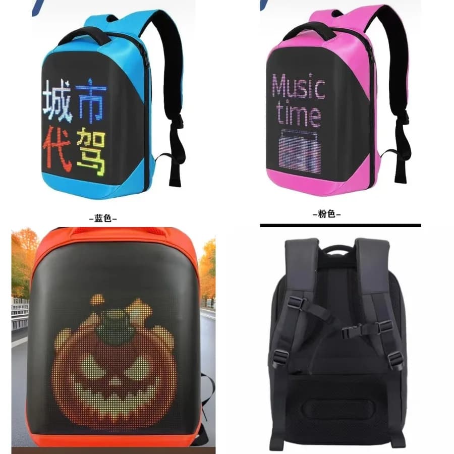 uovoNew Style, PU LED Backpack with LED Display, Computer Backpack with Screen, Waterproof Smart Backpack with Kids Charging
