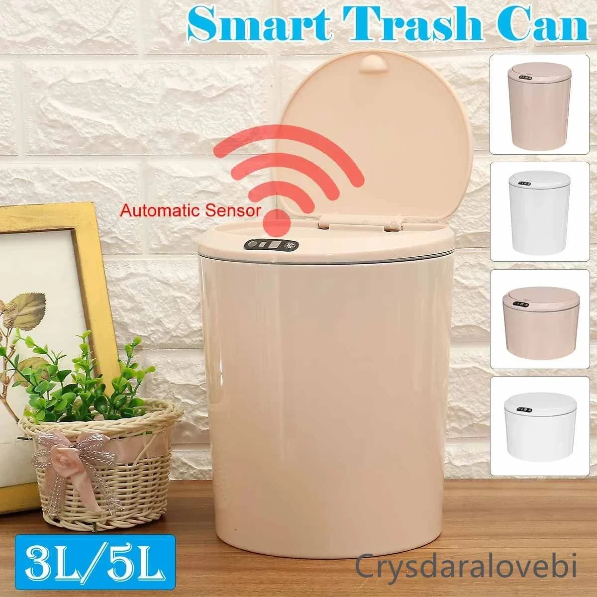 3/5L Intelligente Pattumiera Auto Spazzatura Sensore Automatico Coperchio Elettrico Con Copertura Cestino Dei Spazzatura Cucina di Casa Soggiorno Organizzatore di Stoccaggio
