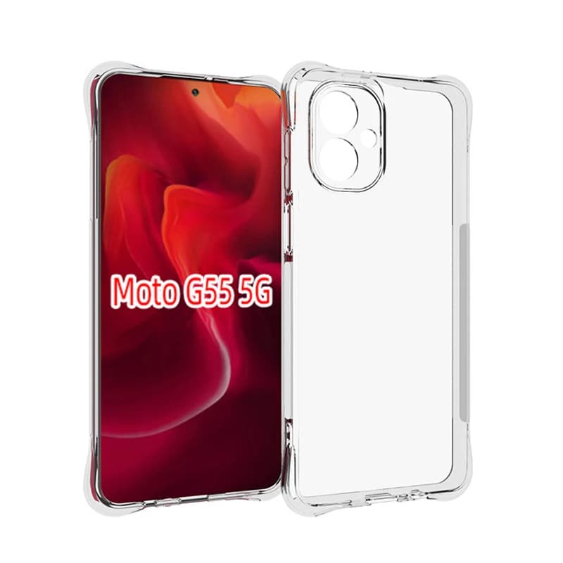 Per Motorola Moto G55 5G XT2435 Custodia antiurto Airbag Silicone TPU Trasparente Cover posteriore Custodia morbida per telefono per Moto G55 MotoG55 XT2435
