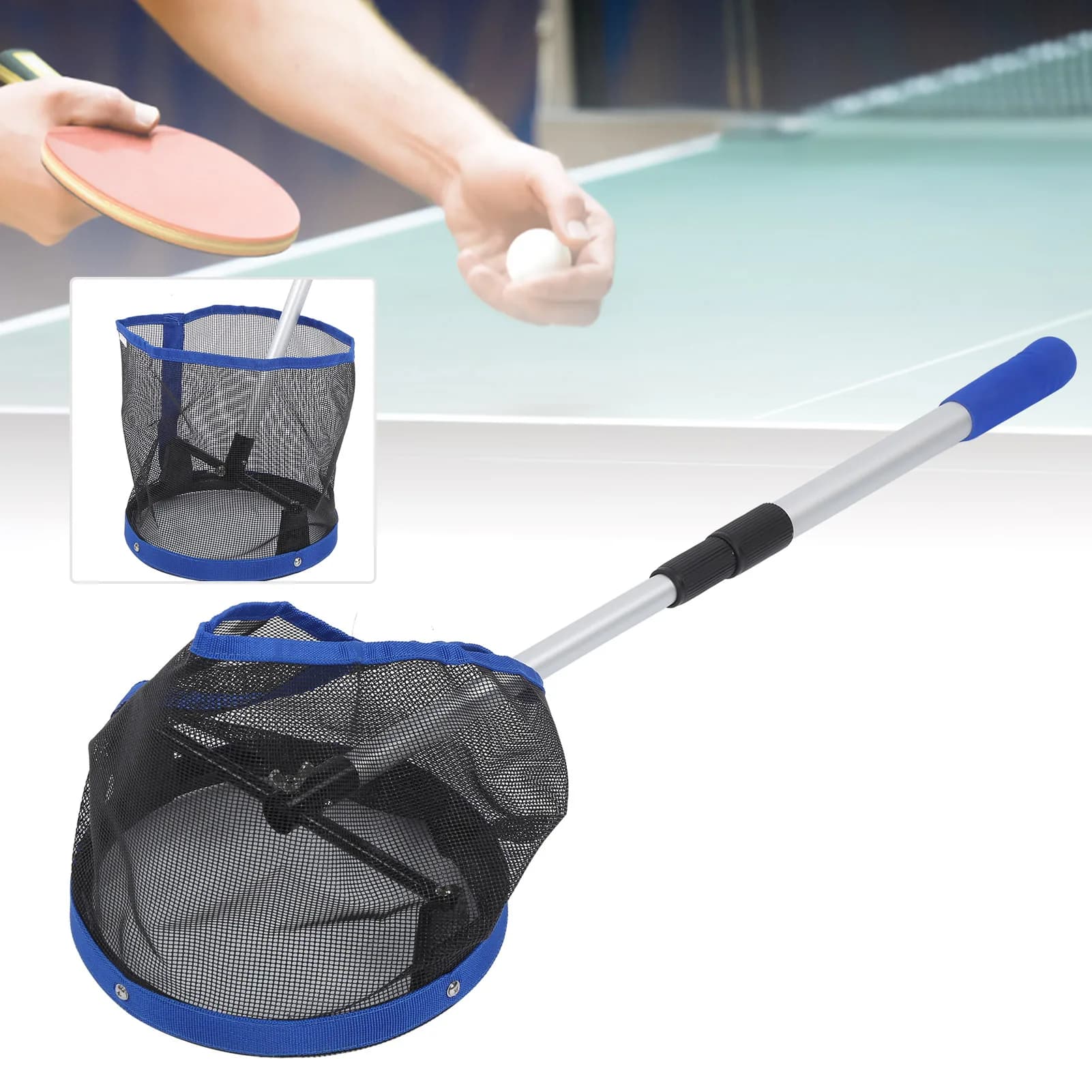 Large Capacity Table Tennis Ball Pickup Storage Net Portable Ball Picker Container
