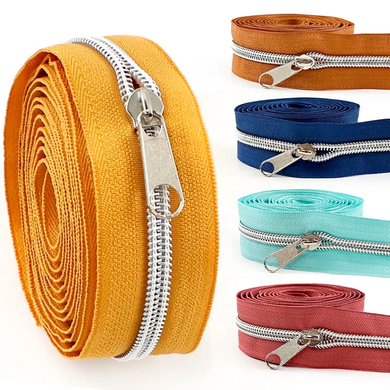 10M 5 # Nastro con cerniera in nylon + cursori con cerniera per cucire indumenti, zaino, chiusura, cerniere, tasca, riparazione, cerniera, rotolo, accessori fai da te