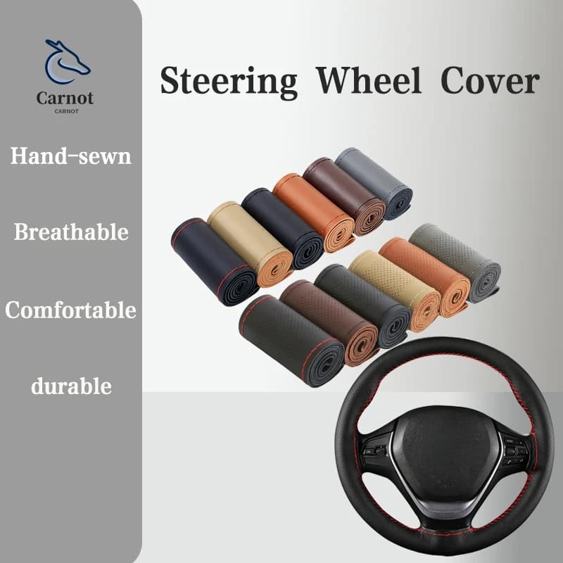 Coprivolante universale per auto in pelle, adatto per 38 cm 14 Accessori per auto coprivolante per auto fai da te