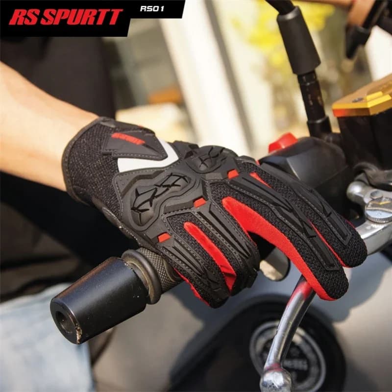 Guanti da moto da equitazione in rete estiva Guanti protettivi da motociclista anti-caduta da uomo e da donna Guanti da moto da bici antiscivolo con dita intere traspiranti