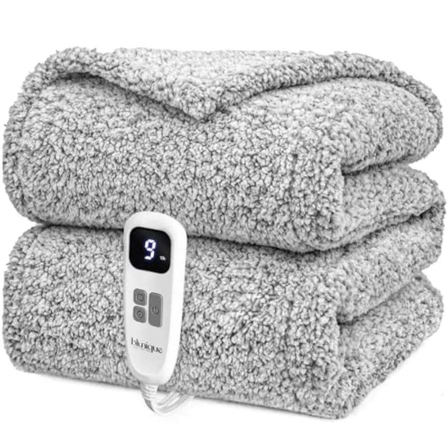 Coperta Elettrica Riscaldante - Coperta Termica a Riscaldamento Rapido, Doppio Lato in Sherpa Ultra Morbido e Confortevole con 6 Livelli di Riscaldamento
