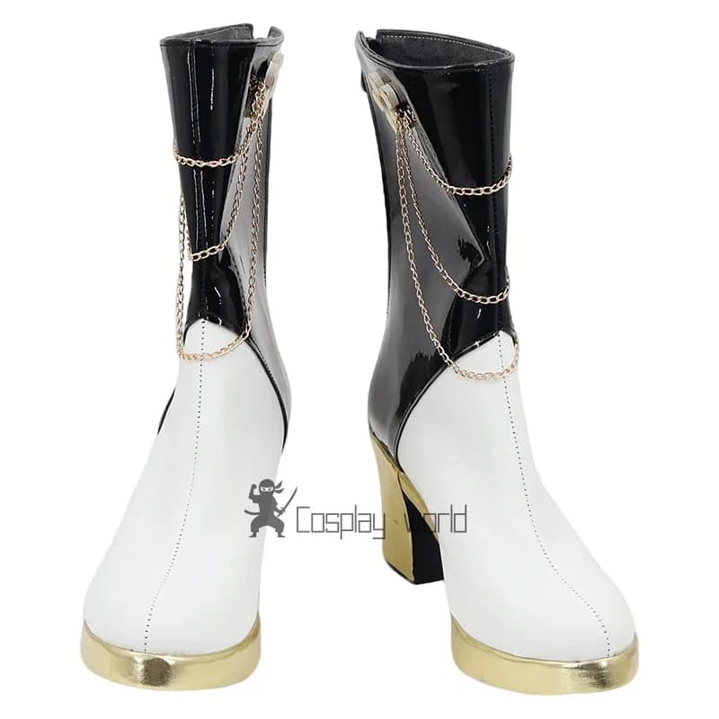 Women's cosplay shoes, golden black boots, role-play accessories for Halloween carnival parties