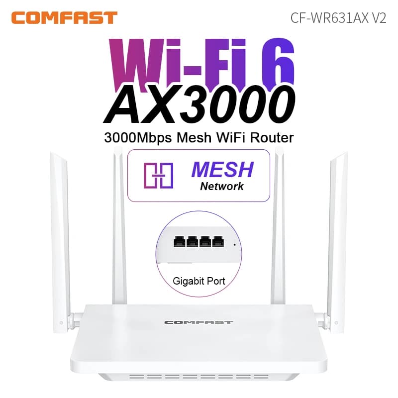 Comfast AX3000 WIFI6 Router Gigabit 2.4G e 5GHz 802.11AX Amplificatore di segnale wireless Booster Gigabit Router Amplificatore WIFI per la casa