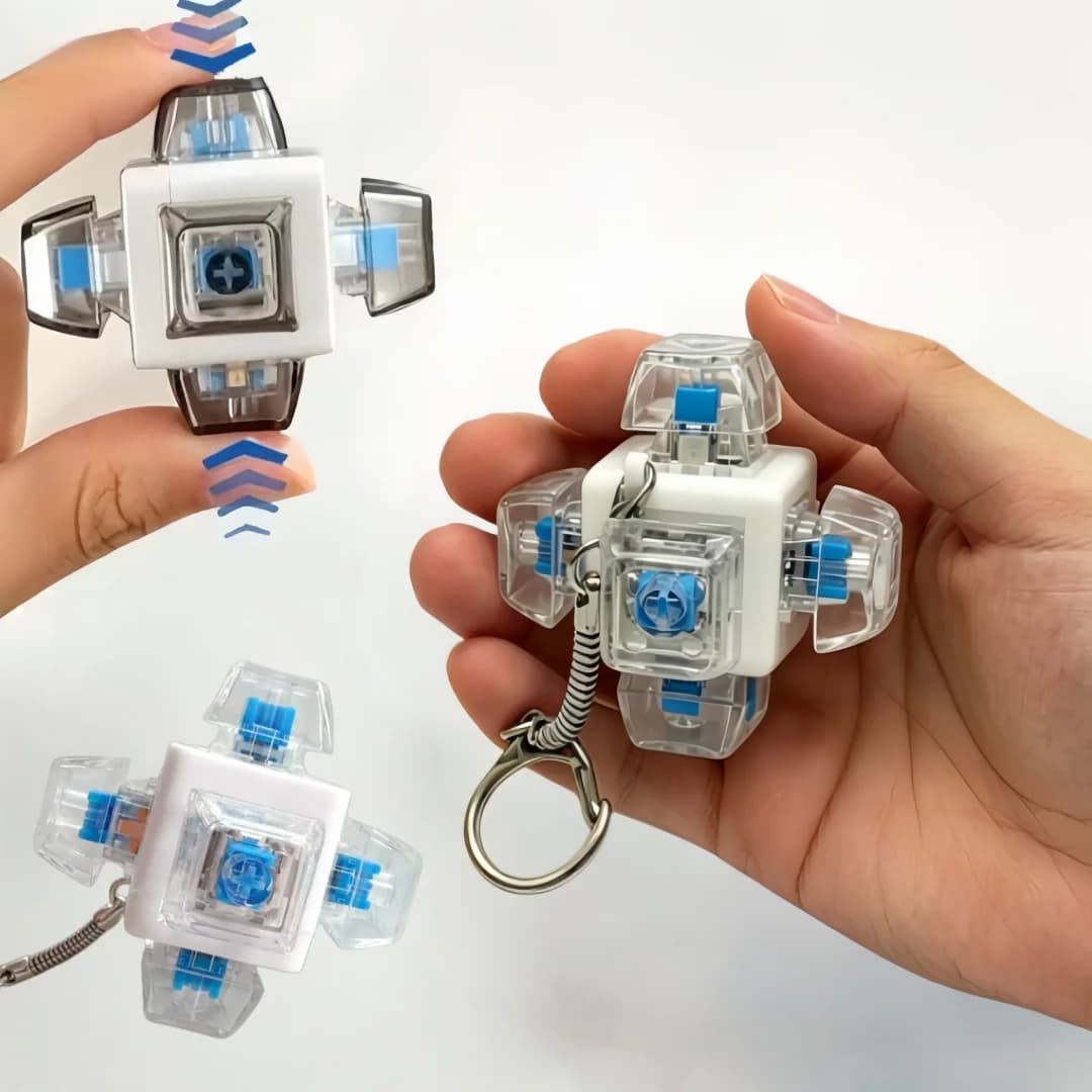 6Key Finger Button Anti-stress Toys Mechanical Keyboard Keycaps Office Decompression Calming Keychain Gifts For Children Adults