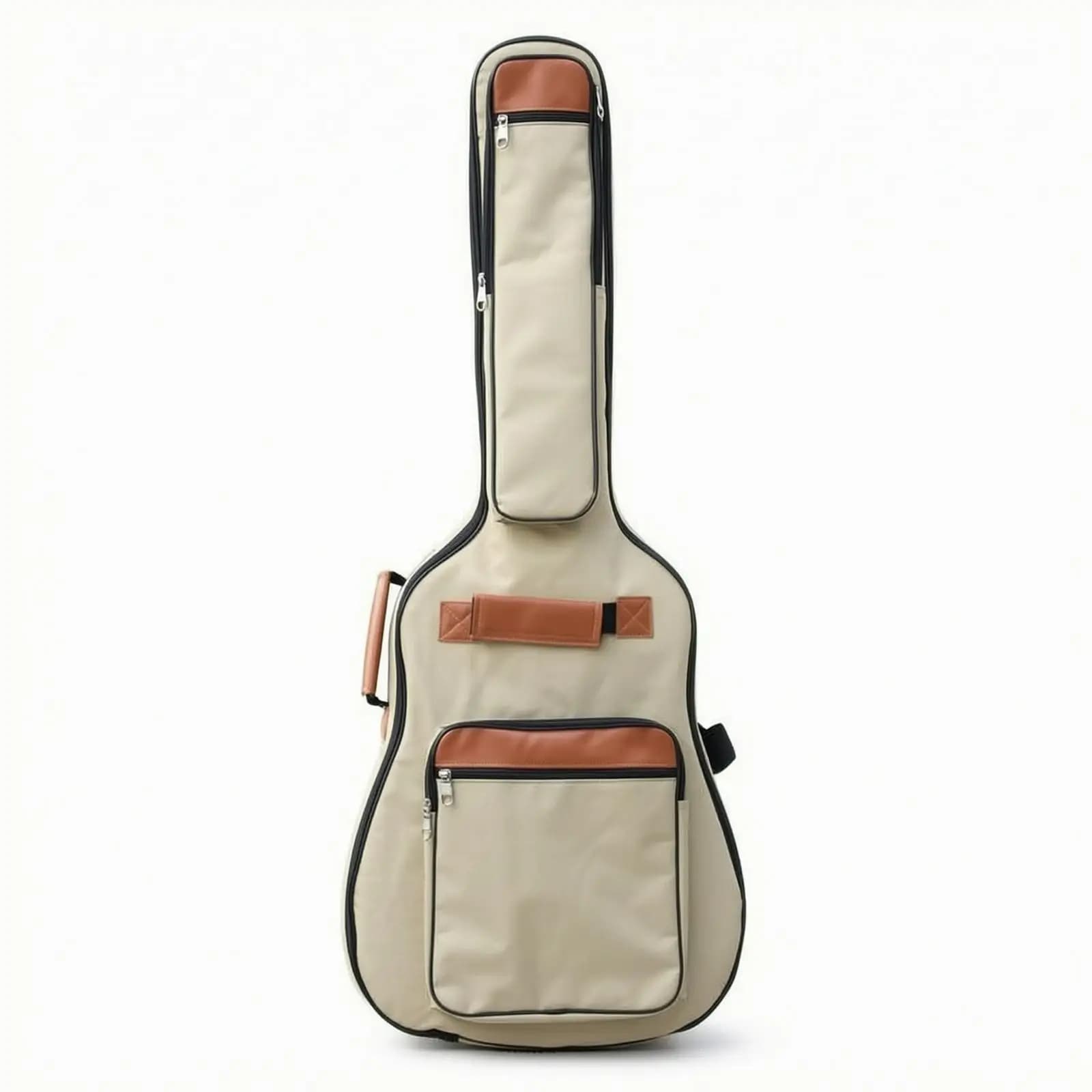 Durable Folk Guitar Case with Reinforced Base and Zippered Pockets for Sheet Music and Picks