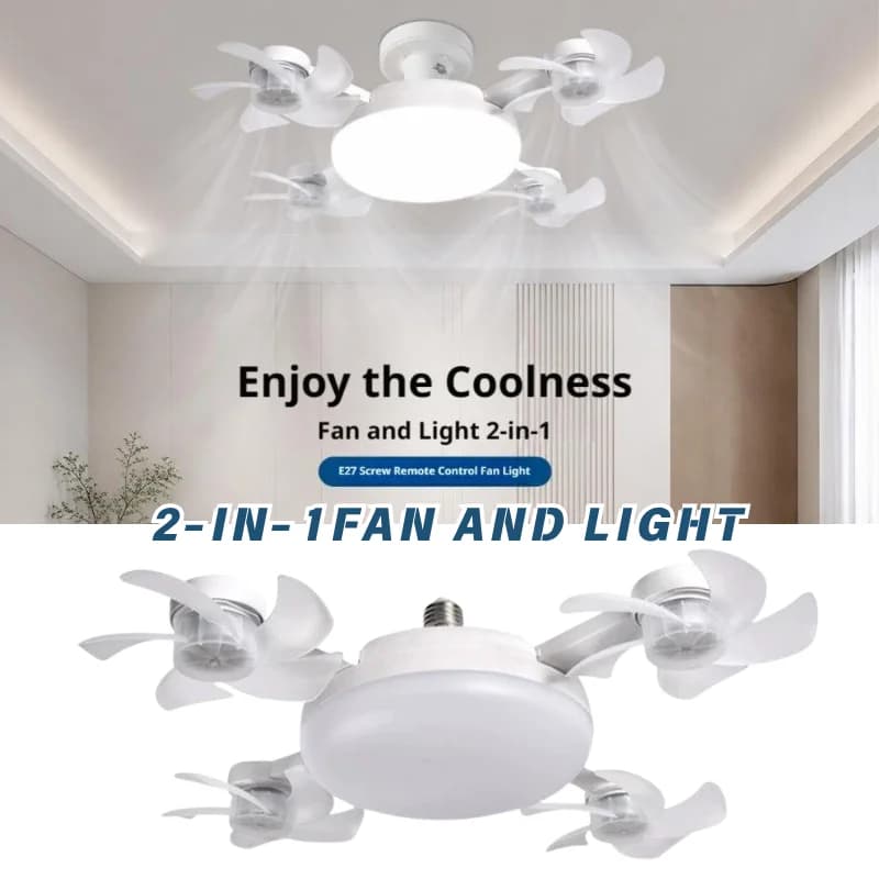 2‑In‑1 Fan Light Silent Multi‑Fan‑Head Ceiling LED Lamp Remote Adjustable For Home Bedroom Living Room Cooling Lighting