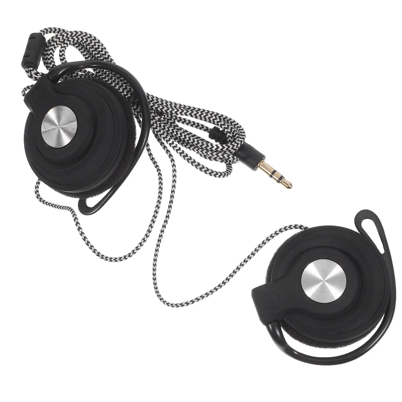 Black Stereo Headphones with Clip and Hook for Earrings, 3.5mm Width Headphones Compatible with MP3 Players, Computers and DVDs