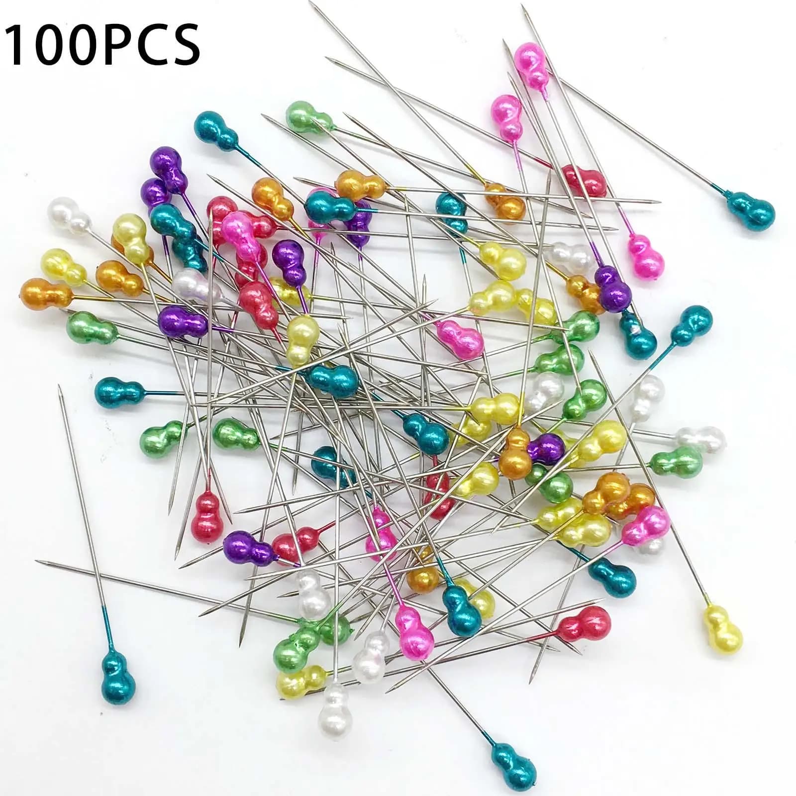 2-6 confezioni da 100 pezzi perni dritti con testa di perla colorata con scatola perni da cucito per