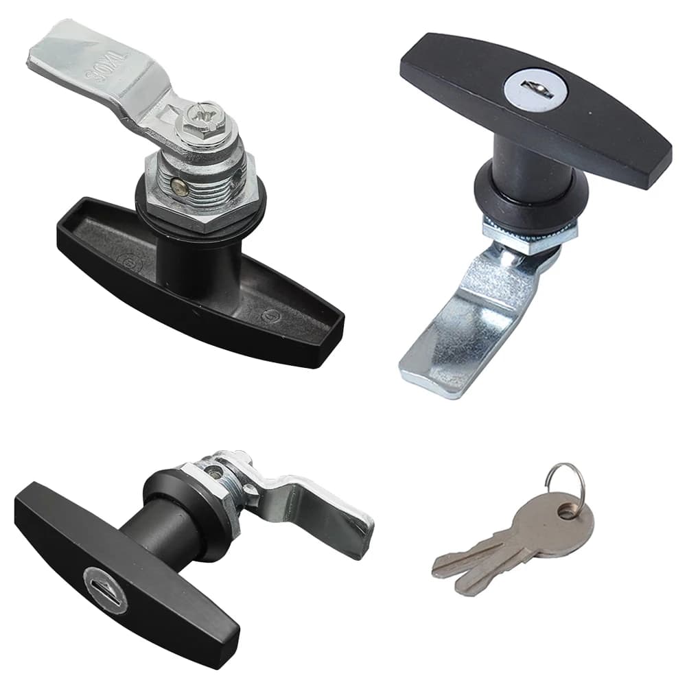 Universal RV T-Handle Door Lock with 2 Key Trailer Toolbox Drawer Cabinet Door Lock Camper Shell Locks for RV Truck Door