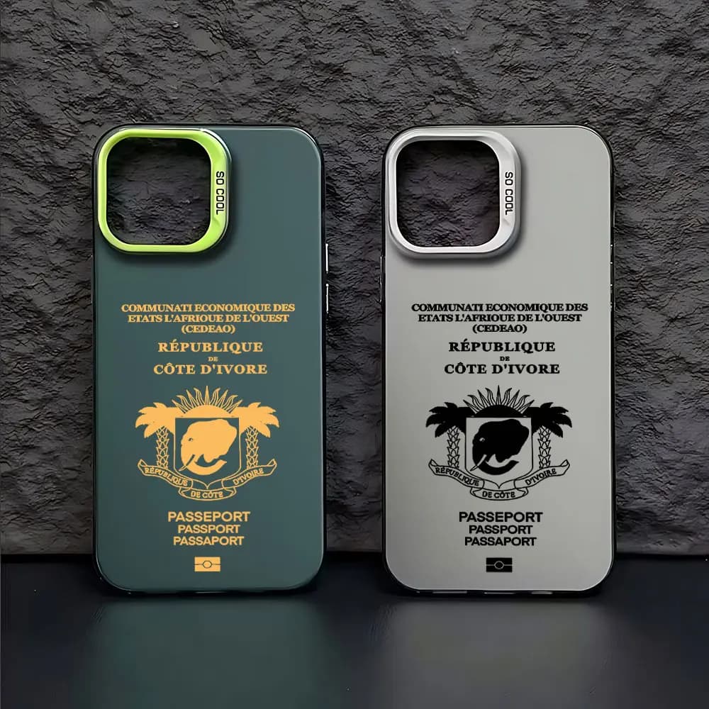 Custodia per passaporto Costa avorio per iPhone 16 15 14 13 12 11 Pro Max X XR XSMAX 8 7 Plus Cover posteriore antiurto opaca Candy